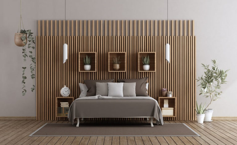 master-bedroom-with-bed-against-wooden-paneling-KMV36FR