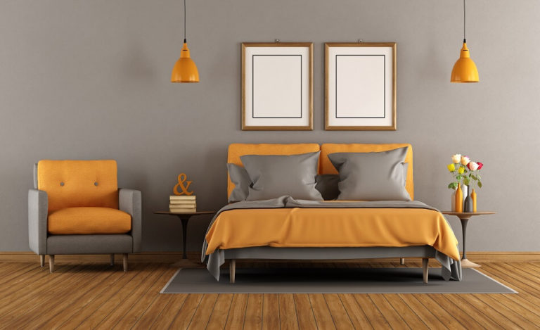modern-gray-and-orange-bedroom-PZJDDDG